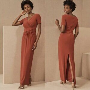 BHLDN Anthropolgoie Chelle Short Sleeved Ankle Length Dress, Burnt Orange, 10